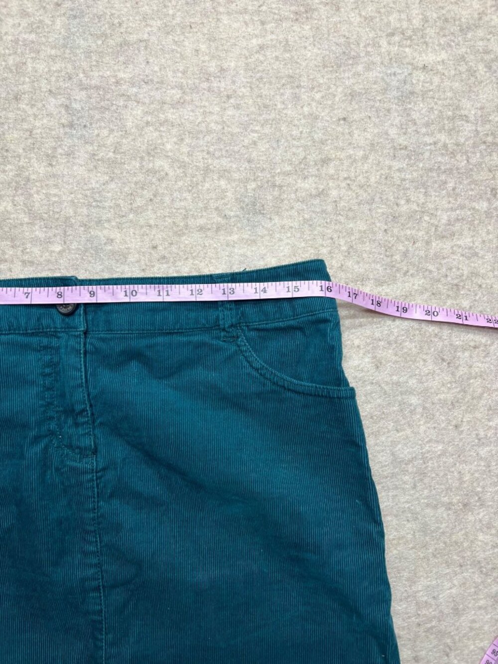 S.Oliver Green Corduroy Mini Skirt 5-pocket Micro Cords Casual Y2K Festival 38 - Picture 5 of 6